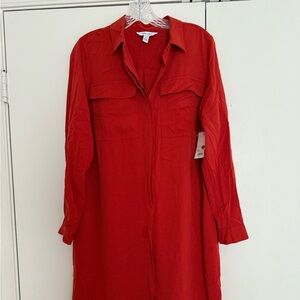 Nine West Vibrant Red Collared Maxi Dresz Size M